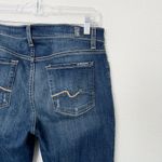 7 For All Mankind [] Gwenevere Dark Wash Mid Rise Ripped Knee Skinny Jeans Sz 29 Photo 4