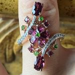 Natural Wine Garnet Sterling Silver Cocktail Ring Size 6 Pink Photo 0