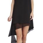 BCBGMAXAZRIA Asymmetrical High Low Chiffon Layered Dress Black Small Photo 1