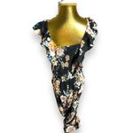 American Rag  Women’s sz XL Black Floral Flutter Sleeve Rutched Romper Boho Whims Photo 3