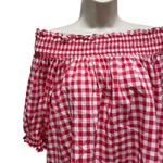 Loft Outlet Gingham Off Shoulder Red White Top Women’s Size Large Photo 2