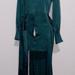 Simkhai Samba Satin Midi Shirt Dress in Emerald, Size 0 New w/Tag Retail $645 Green Photo 5