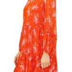Vince Camuto floral orange tiered lined balloon sleeve dress, size M pullover Photo 2