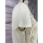 Maeve Anthropologie Sheer Lace Blouse Womens 4 Embroidery Split Tulip Back Ivory Photo 2