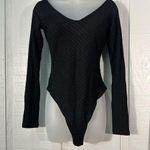 Bardot  Black V Neck Ribbed Long Sleeve Bodysuit Size Medium NWT Photo 0