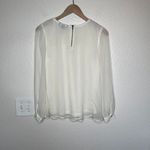 H&M  Women's Lace & Chiffon Coquette Blouse Long Sleeve Size 4 Cream White Photo 7