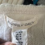 Happily Grey White Fleece Winter Cropped Cardigan Size M Photo 2