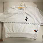 Aviator Nation  Bolt 2 Cropped Sweatshirt White with Black Bolt Size S Photo 5
