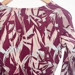 Garnet Hill  Maroon Tropical Floral Long Sleeve Rash Guard Quarter Zip Top Photo 8