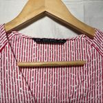 ZARA • Basic • Mini Dress • XS • Red & White • Embroidered Floral • Ruched Dress Photo 7