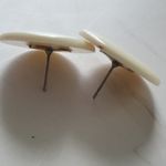 Vintage 80s Retro Cream White Circle Pierced Costume Statement Earrings Photo 3