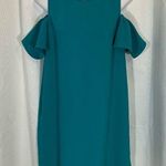 Amanda Uprichard  Teal Blue Dryden Cold Shoulder Dress Size Small Photo 0