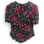 Laurence Kazar Vtg Beaded Sequin Floral Silk Blouse Top M Jewel Toned Maximalist Photo 7