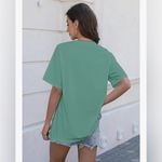 NEW Oversized “Boy Mom” Shirt Patch Shirt Casual Crew Neck M Green Size M Photo 5