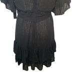 H by Halston NWT  Black Sheer Ruffled Mini Dress Flare Sleeve Waist Tie Size 6 Photo 5