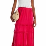 cupio  Ruffle Tiered Maxi Modest Linen Blend  Skirt Size Medium Elastic Waist Photo 6