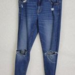Gap  Womens Jeans Size 6 Blue Distressed Coupe Girlfriend Y2K Knee Ripped Skinny Photo 0