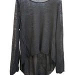 Eileen Fisher Black Hemp Sheer Knit High Low Pullover Sweater Top Size M Photo 2
