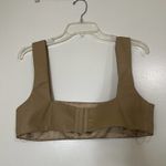 Meshki  Mahla Faux Leather Square Neck Crop Bralette tank Camel brown size Large Photo 4
