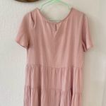 MikaRose  Pink Tiered Short Sleeve Button Back Keyhole Dress Size L Photo 6