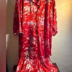 Pajama 2pc set, amazing red floral robe & gown set. Mandarin collar w pink trim Size undefined Photo 0