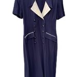 Danny & Nicole Vintage 90s  New York Navy Blue Tan Double Breasted Blazer Dress Photo 0