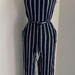 No Boundaries  Jumpsuit Womens Sz Medium Black White Striped Coastal Boho Photo 0