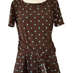 Karin Stevens Vintage Brown Polka Dot Belted Blouse L 12 Photo 0