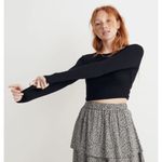 Madewell  Crewneck Long-Sleeve Tee Women's XS Black Fine Ribbed Supercrop NWT Photo 7