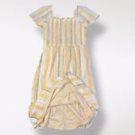 LC Lauren Conrad Lauren Conrad Striped Smocked Midi Dress Size L Square Neck‎ Boho Cottagecore Photo 6