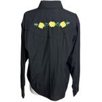 VINTAGE White Horse embroidered yellow rose western snap down shirt black sz M Size M Photo 1