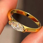 Boutique Sterling Silver 925 Elegant horse eye Moissanite Diamond 1 carat ring Photo 1