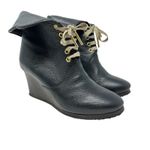 Chloé Chloe Kole Wedge Booties Boots Leather Lace-Up Black Size 36.5 US 6.5 Photo 7