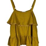White Birch Sleeveless Blouse Womens 1X Yellow Tiered Lace Cottagecore Prairie Photo 1
