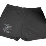 5/$35 Faith over Fear Womens Shorts Sz 4XL Black Dot Print Sleep Workout Lounge Photo 2
