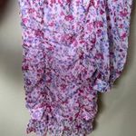 ZARA  Purple Pink Floral Ruched Sheer Long Sleeve Mini Dress Size Small Photo 6