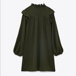 ZARA Green Ruffle Trim Button Down Dress Photo 9