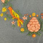 Vintage 70s CariKnits Belted Sweater Crewel Needlework M L Blue Size M Photo 8