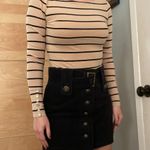 H&M Striped Wide Neck Long Sleeve Button Top Photo 0