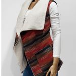 Jolt Women's Red Faux Fur Sherpa Collar Wool Blend Southwestern Vest Size S Photo 1