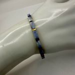 Blue abalone gold tone brass bangle bracelet Photo 2