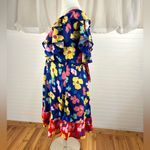 White Birch Empire Waist Flutter Sleeve Tie Back Bold Floral Mini Dress 1X New Photo 3