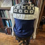 MSGN silk Scandinavian flowy embroidered S boho blouse Blue Photo 1