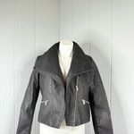 Baccini  Black Leather Jacket with Shearling Collar Photo 9