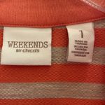 Chico's Weekends By Chico’s Pink Gray Stripe Zip Up Sweatshirt Jacket Size Chico’s 1 /M Photo 1