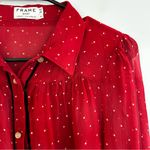 frame denim Le Pleasant Red Sheer Polka Dot 100% Silk Photo 5