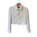 ZARA  Textured Cropped Blazer with Gold Buttons In Oyster White Size M Photo 5