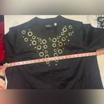 Bob Mackie  Wearable Art Womens Size XL Gold Rings Black Dress Jacket Blazer Zip Photo 3