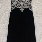 Prom High Neck Dress Black with Silver detailing Size M Photo 3