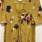 By Together  Mustard Floral Lace-Up Dress Photo 3